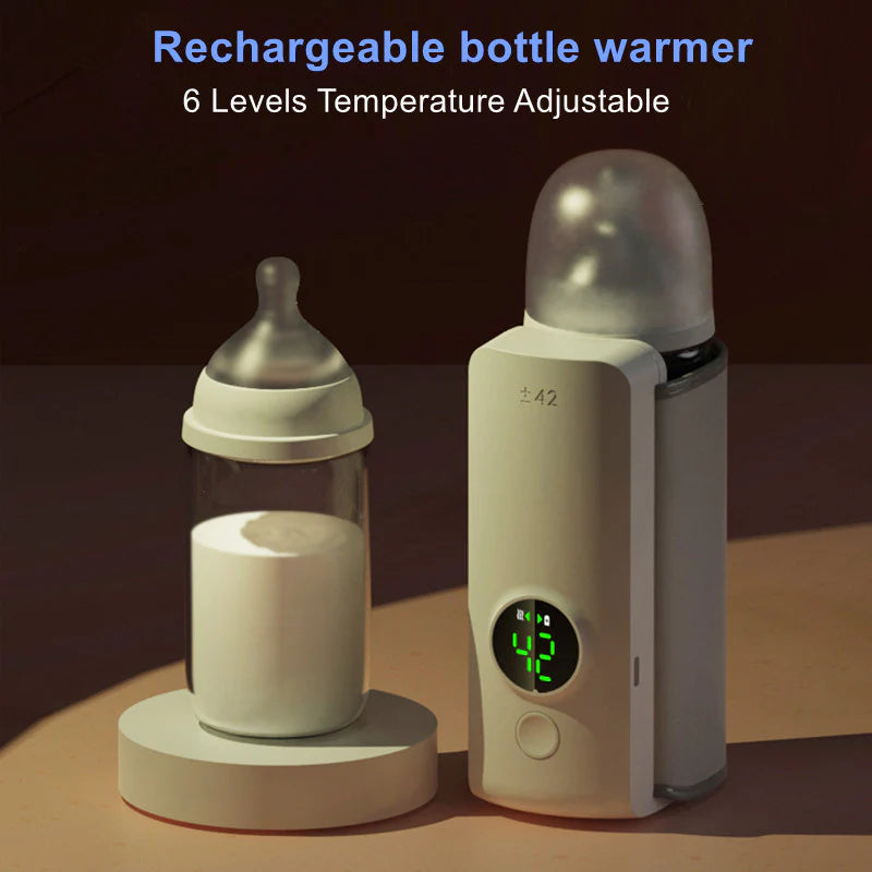 Portable Wireless Rechargeable Baby Bottle Warmer with USB Charging and Insulation Sleeve for Constant Temperature Milk Heating