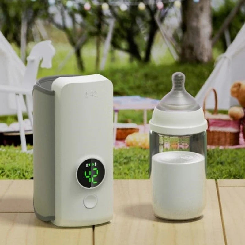 Portable Wireless Rechargeable Baby Bottle Warmer with USB Charging and Insulation Sleeve for Constant Temperature Milk Heating