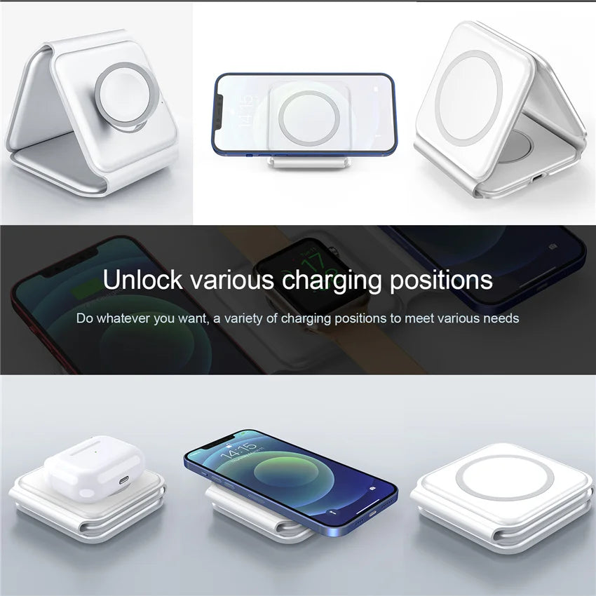 3 in 1 foldable Wireless Charger Pad Stand