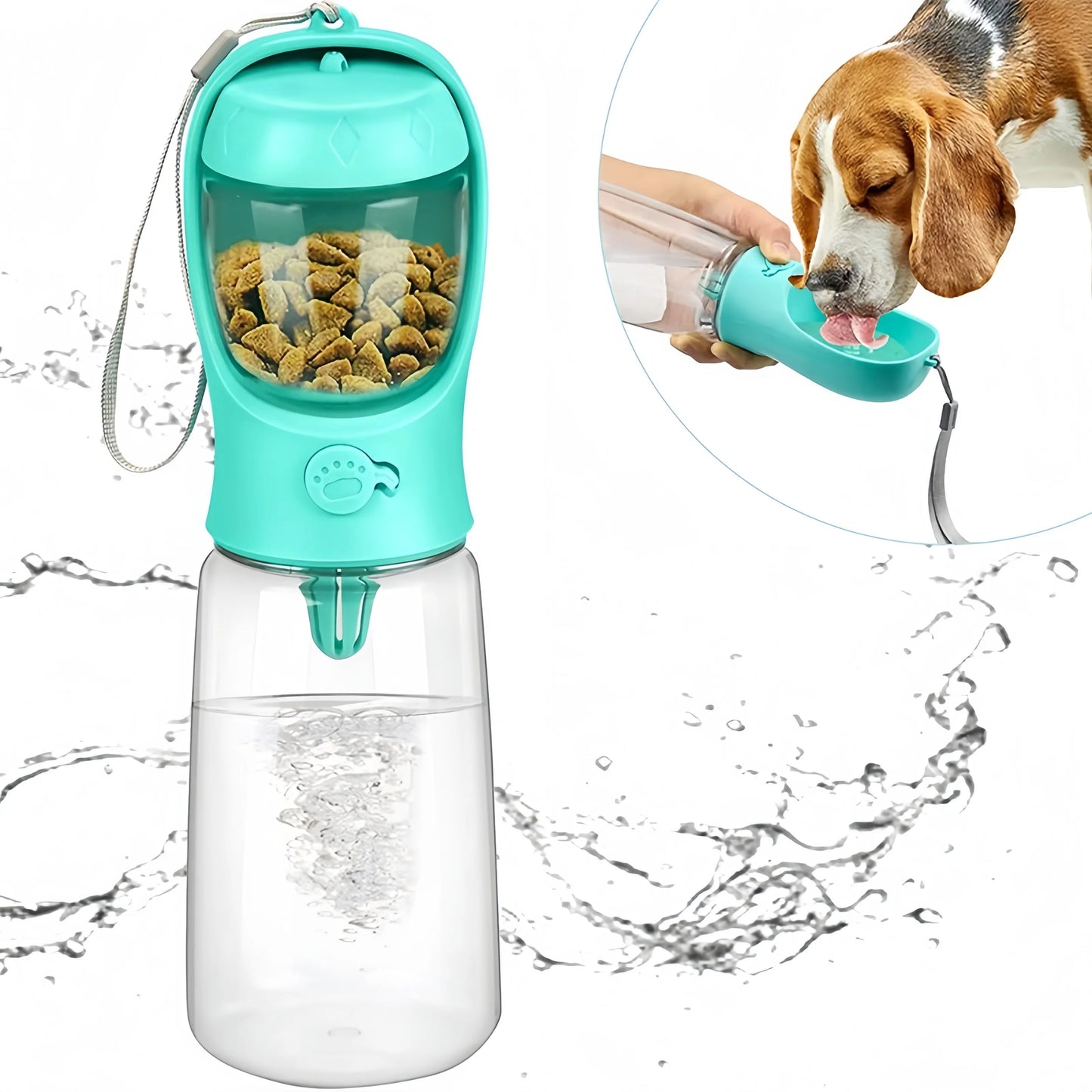 Garrafa de água para animais de estimação, material portátil de qualidade alimentar, para cães e gatos, para viagem, copo de água para animais de estimação, com dispensador de alimentos, garrafa de água para filhotes