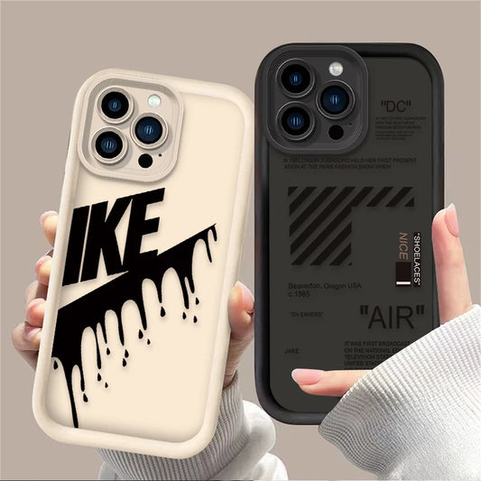 Capa de telefone fosca com rótulos de arte esportiva de luxo para iPhone 16 15 14 13 12 11 Pro Max XS X XR 8 7 Plus SE 2020 Capa traseira de silicone macio