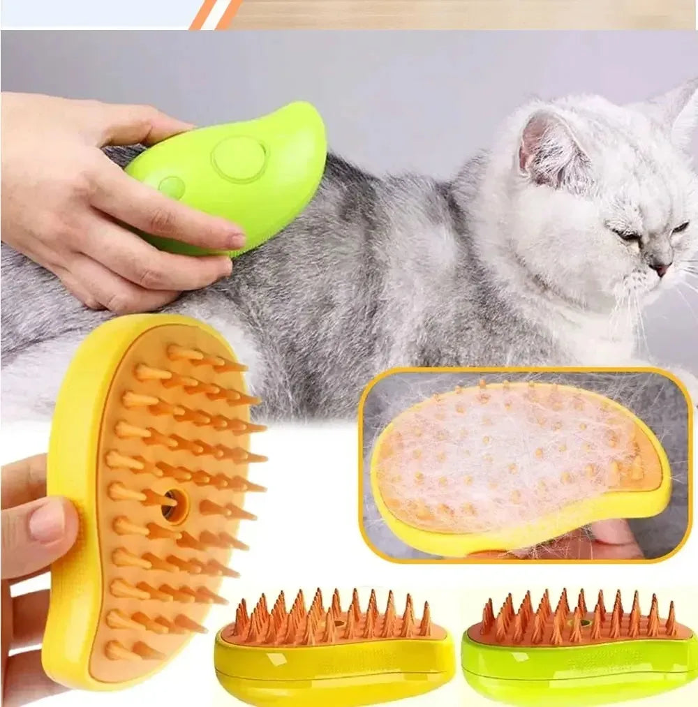 Escova de vapor para gatos e cachorros, escova de vapor, pulverizador elétrico para massagem, ferramenta de tosa para animais de estimação, queda de pelos, 3 em 1, sprays elétricos, pentes de massagem