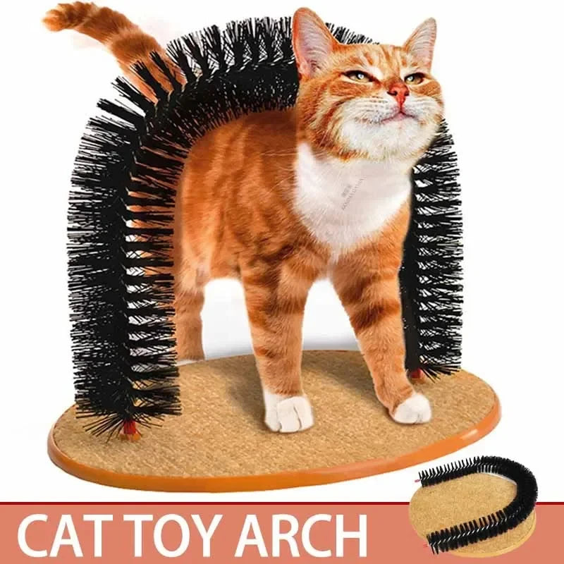 Brinquedo para gatos Arch Self Groome Pamper Feline com uma escova de massagem Grooming Rubbing com almofada de arranhar brinquedo para gatos brinquedos interativos