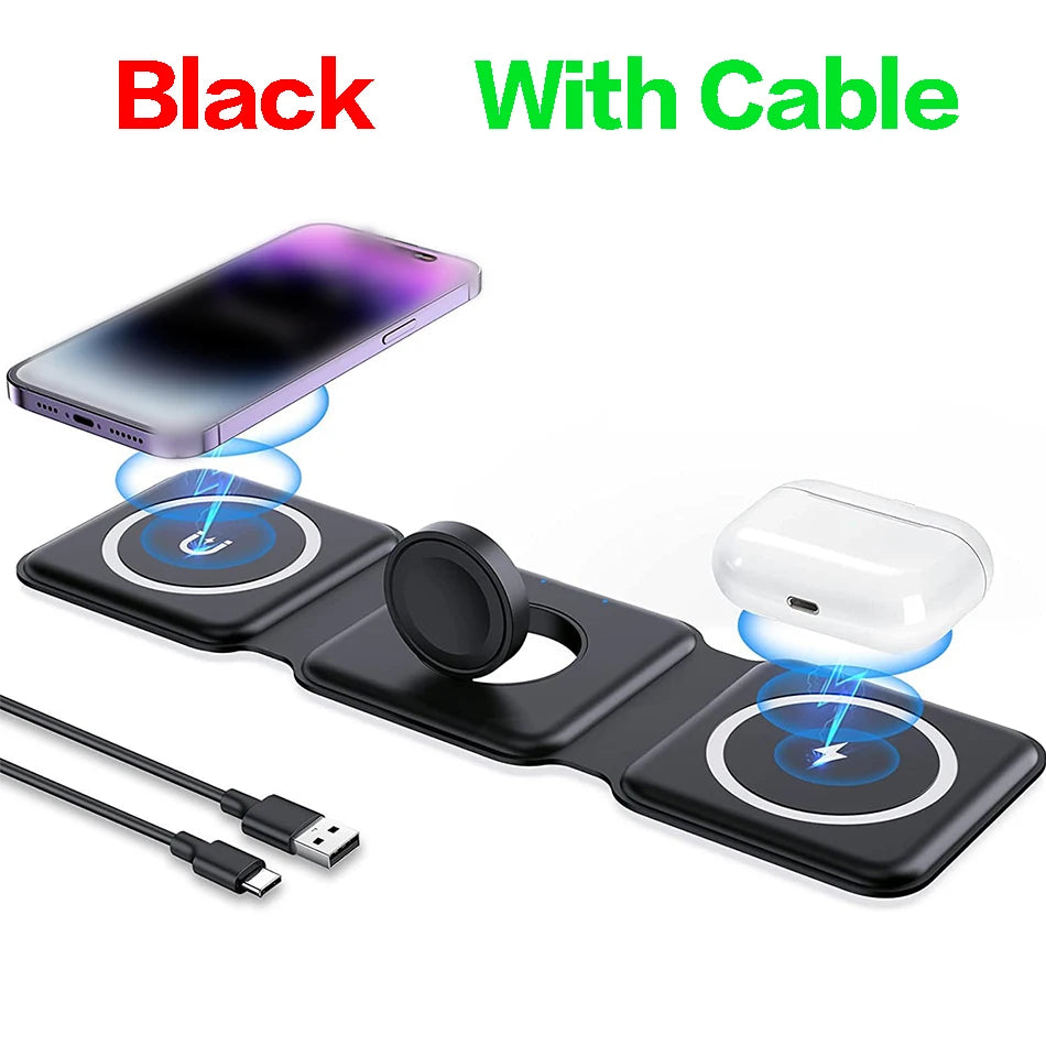 3 in 1 foldable Wireless Charger Pad Stand