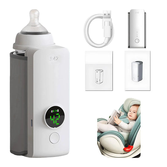 Portable Wireless Rechargeable Baby Bottle Warmer with USB Charging and Insulation Sleeve for Constant Temperature Milk Heating